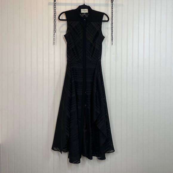 Public School New York Women's Black Cassie Sleeveless Sheer Midi Dress Size 2 - Picture 1 of 11